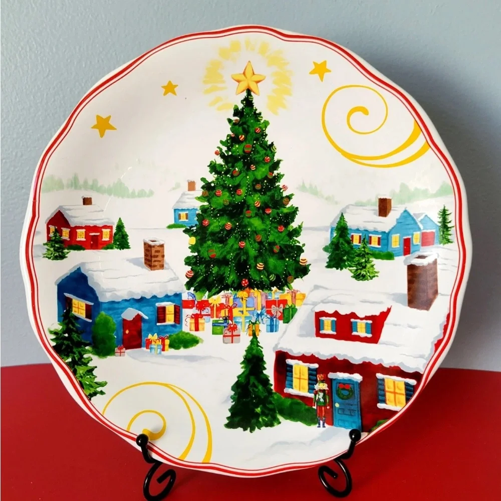 Crofton Porcelain Holiday Christmas Tree Village Scene 10